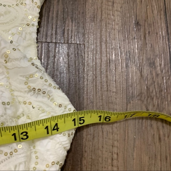 City Triangles White Ivory Gold Sequined Sleeveless Dress Size 5 - Picture 14 of 15
